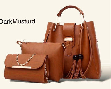 Stylish Three-Piece Handbag and Wallet Set for Women